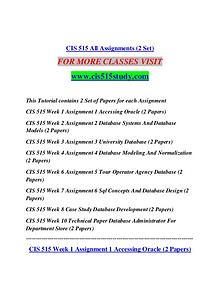 CIS 515 STUDY Learn Do Live /cis515study.com