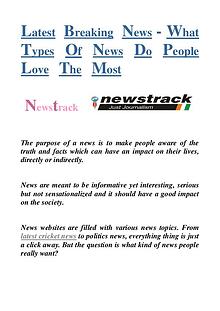 Latest Breaking News-What Types Of News Do People Love The Most