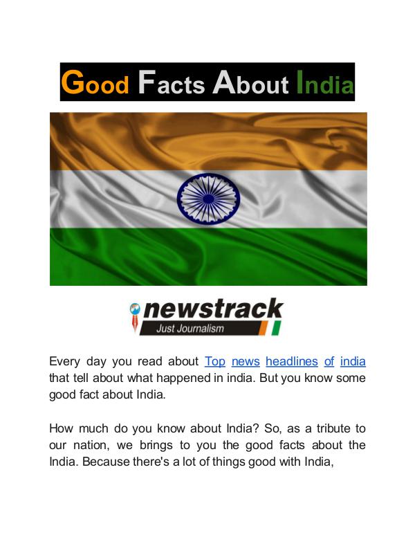 Good Facts About India Good Facts About India