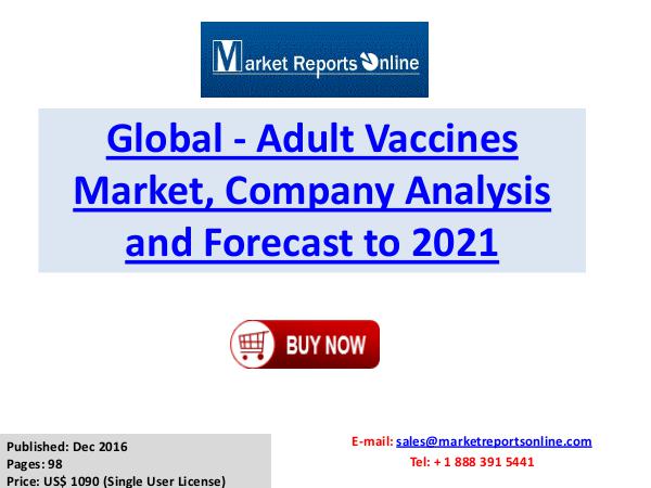 Adult Vaccines Industry Growth Analysis and Forecast To 2021 Adult Vaccines Industry Overview, Trends 2021