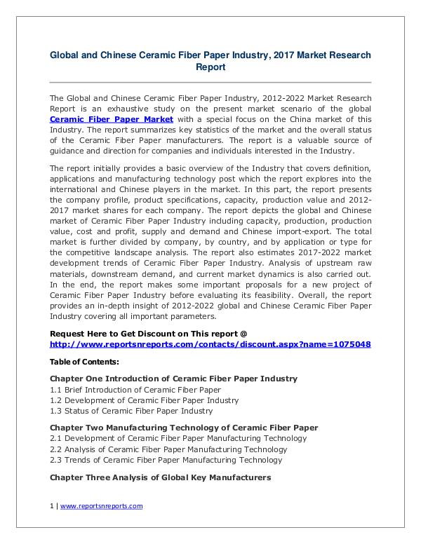 Ceramic Fiber Paper Market Growth Analysis and Forecasts To 2022 Ceramic Fiber Paper Market Global Analysis 2017