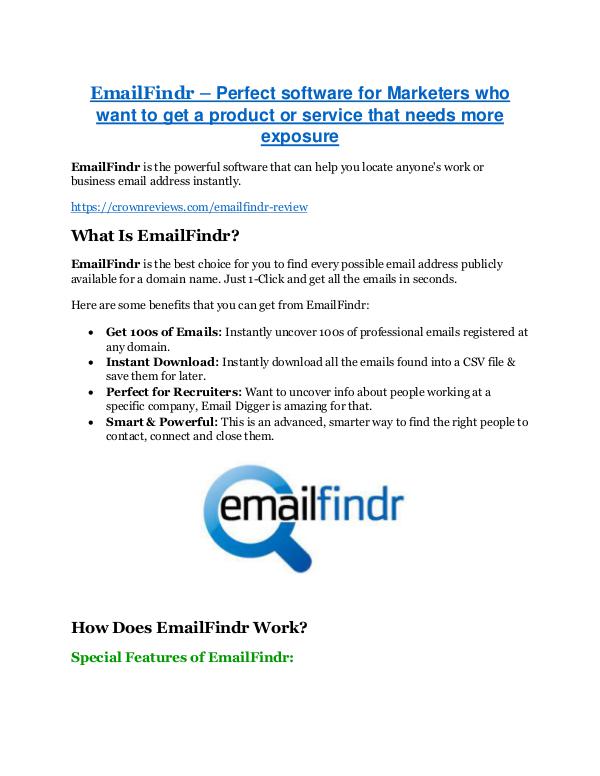 EmailFindr review - EXCLUSIVE bonus of EmailFindr