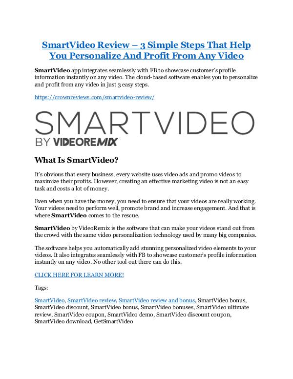 SmartVideo Review and GIANT $12700 Bonus-80% Disco