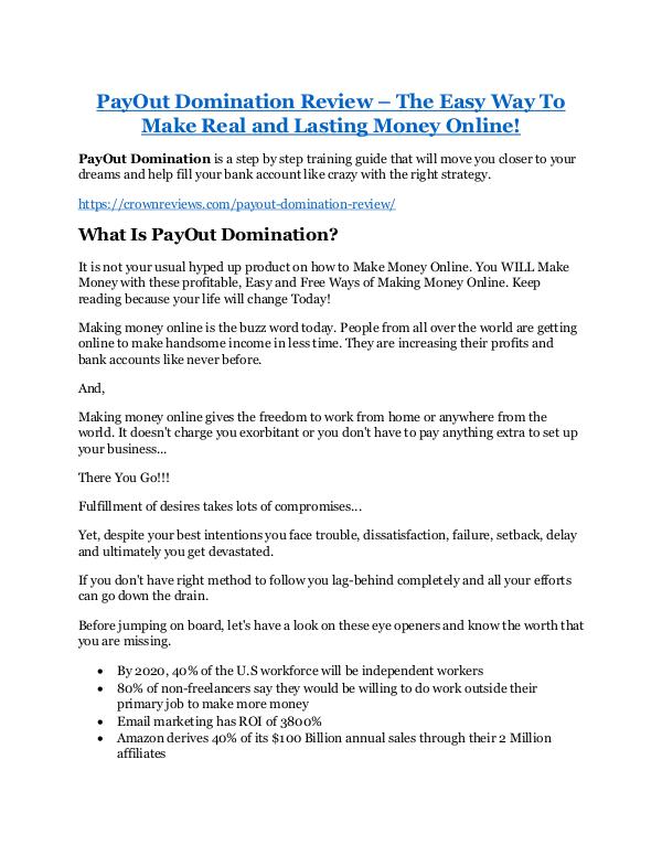 Marketing PayOut Domination review - SECRETS of PayOut Domin