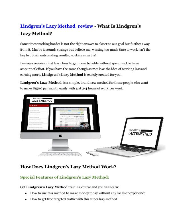 Lindgren’s Lazy Method review and (MEGA) bonuses –
