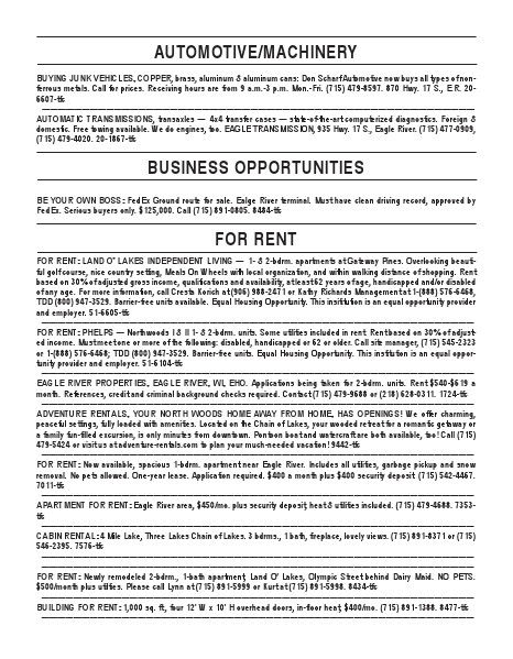 Classifieds July 26, 2014
