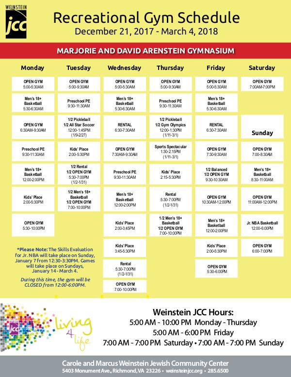 Gym Schedules December March 2018 Gym Schedule_REV