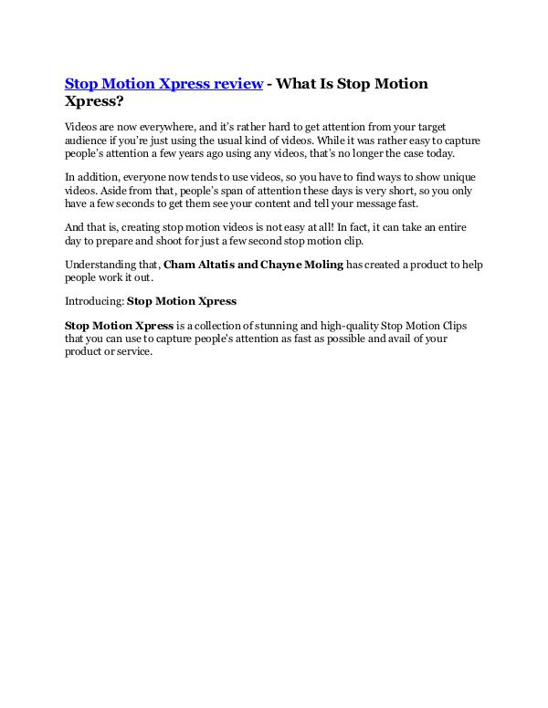 Marketing Stop Motion Xpress review-$26,800 bonus & discount