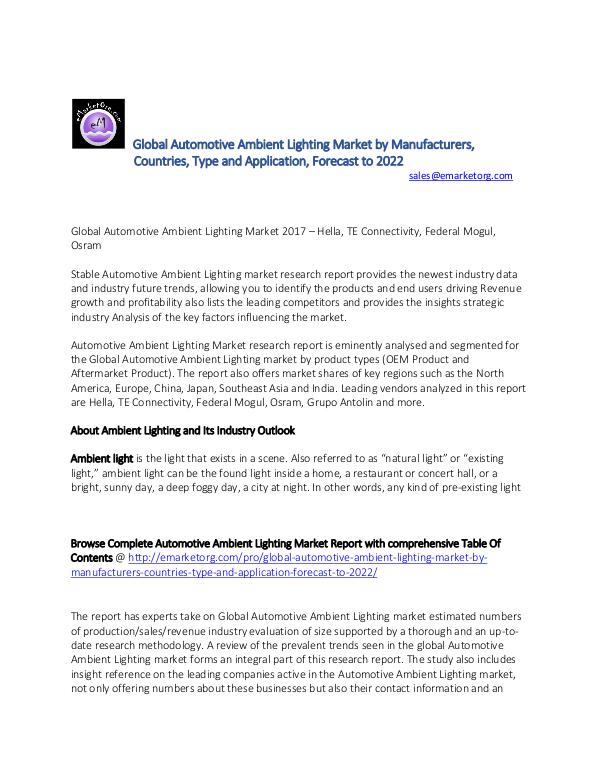 Global Automotive Ambient Lighting Market Research Report 2017 Automotive Ambient Lighting Market Global Share Tr