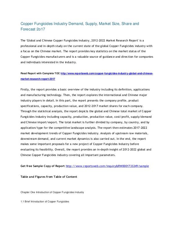 ReportsWeb Copper Fungicides Industry Report 2022 Global