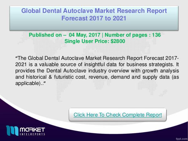 My first Magazine Dental Autoclave Market Overview | Forecast-2021