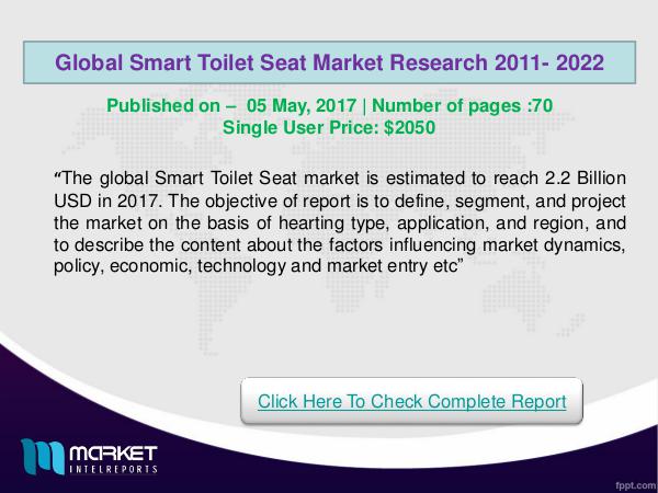 Global Smart Toilet Seat Market forecast to 2022 R