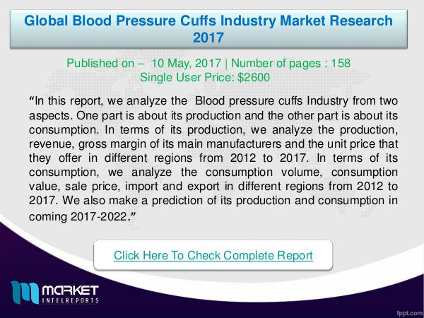 Global Blood Pressure Cuffs Industry Overview 2017