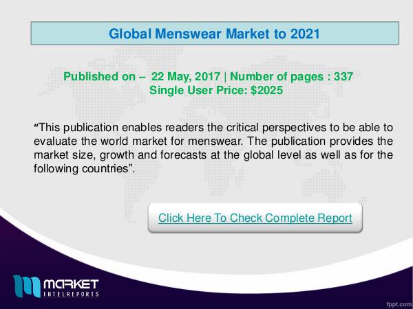 Global Menswear Market Analysis 2021- Latest Trend