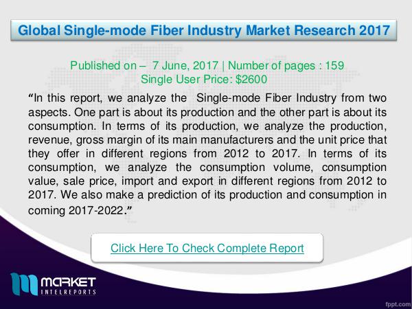 Global Single-mode Fiber Industry Overview 2017