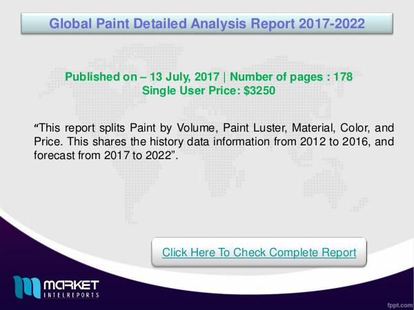 Global Paint Detailed Analysis Market Overview2022