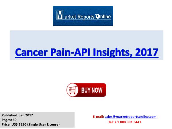 Cancer Pain Market Size, Share, Industry Analysis, 2017 Strategies Cancer Pain-API Insights, 2017