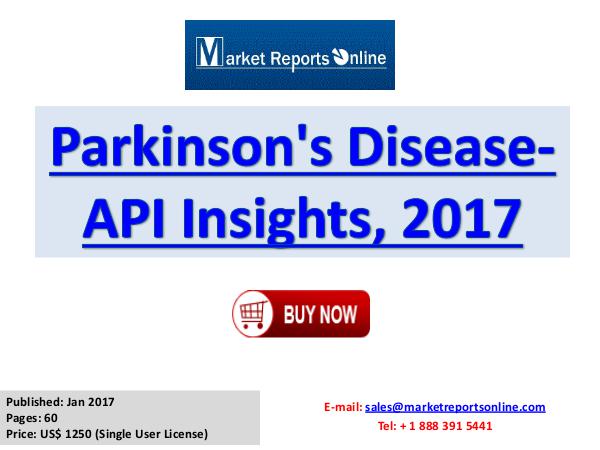 Global Parkinson’s Disease API Market Overview Report 2017 Parkinson's Disease-API Insights, 2017