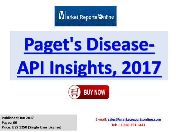 Global Paget’s Disease API Market Overview Report 2017 Paget's Disease-API Insights, 2017