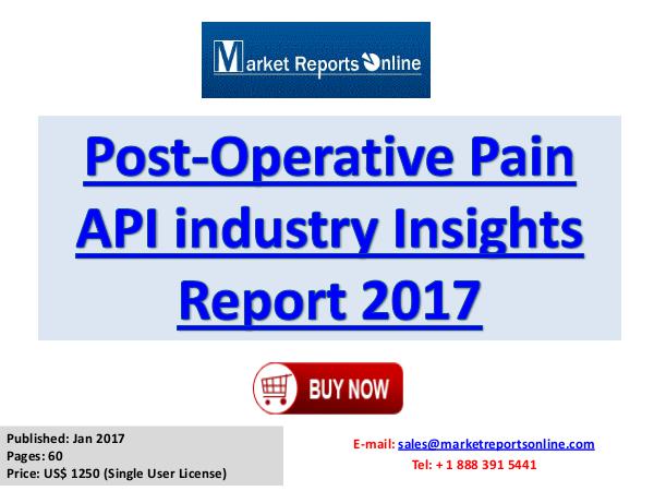 Post-Operative Pain API Manufacturing Global Industry Insights Report Post-Operative Pain-API Insights, 2017
