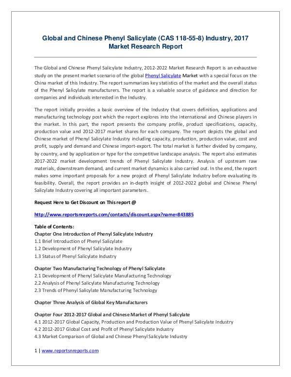 Phenyl Salicylate Market Study 2021 Global and Chinese Phenyl Salicylate (CAS 118-55-8