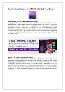 Roku Technical Support - 1-855-213-4314 (Toll-Free) Phone Number