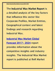 Industrial Wax Market Expected to Grow at CAGR 4.50% by 2024 Report