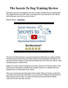 Secrets To Dog Training PDF / Book By Daniel Stevens