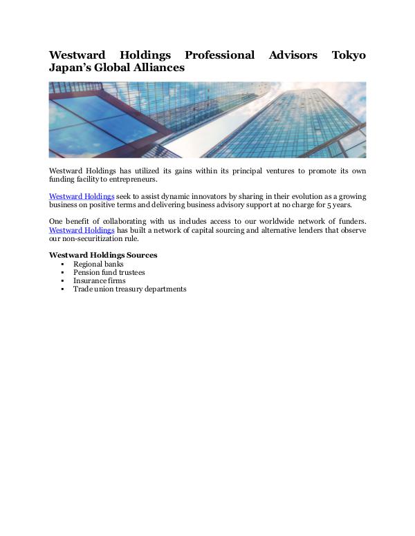 Westward Holdings Professional Advisors Tokyo Japan Global Alliances