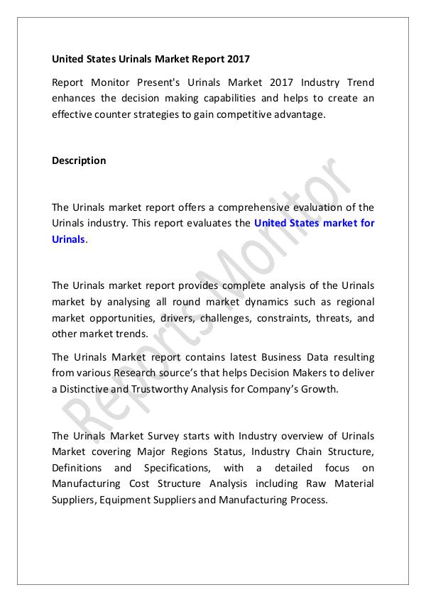 United States Urinals Market Report 2017