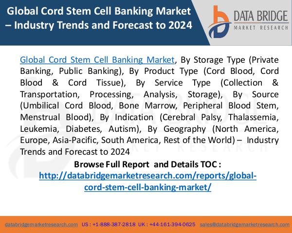 Global Cord Stem Cell Banking Market – Industry Trends and Forecast t Global Cord Stem Cell Banking Market – Industry Tr