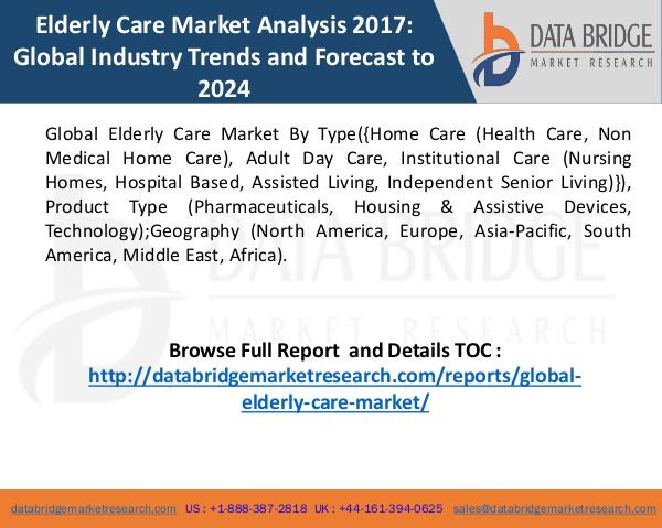 Global Market Analysis 2017: Elderly Care Market 2024 Market Outlook 2017-2024