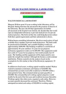 FIN 111 WALTON MEDICAL LABORATORY/TUTORIALOUTLET DOT COM