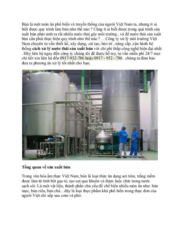 quy trình xử lý nước thải sản xuất bún