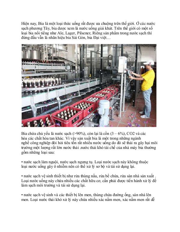 Công ty xử lý nước quy trình xử lý nước thải nhà máy bia