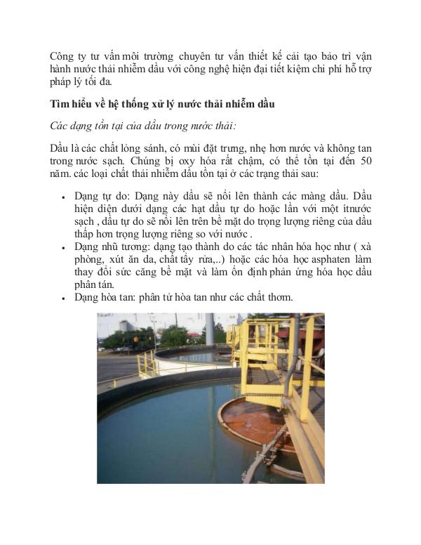 quy trình xử lý nước thải nhiễm dầu