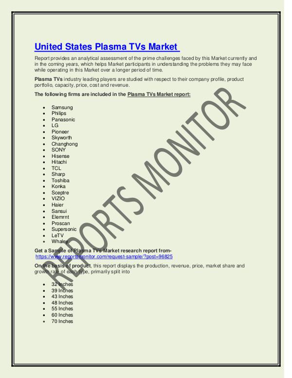 United States Plasma TVs Market Report