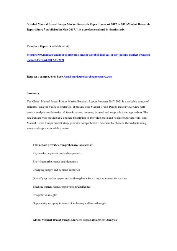 Global Manual Breast Pumps Market Research Report 