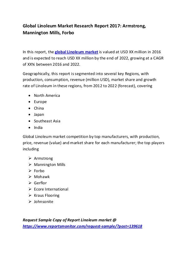 Market Research Reports Global Linoleum Market Research Report 2017