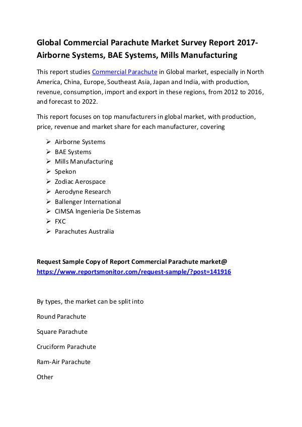 Market Research Reports Global Commercial Parachute Market Survey Report 2