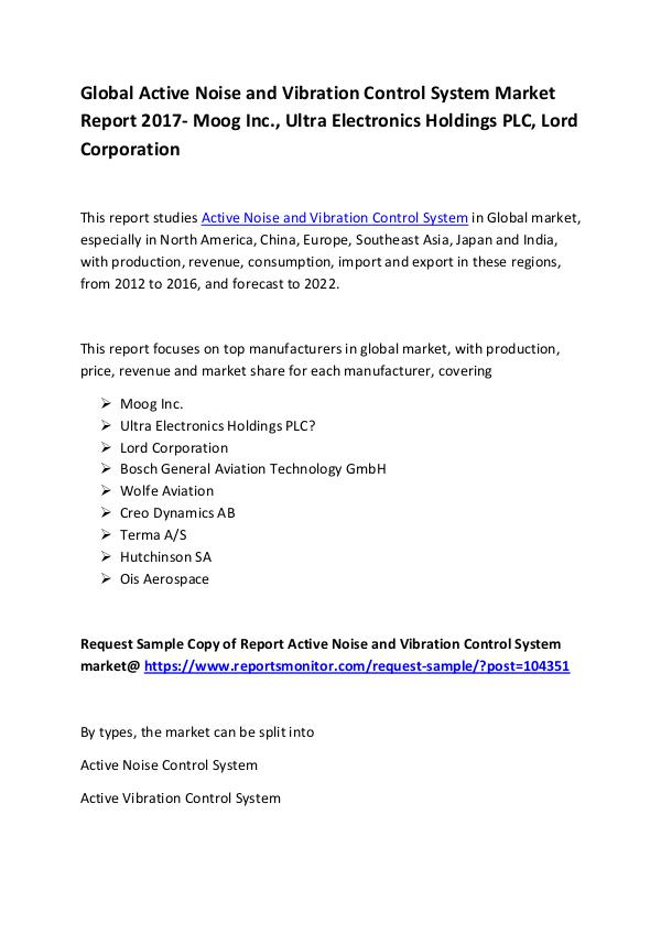 Market Research Reports Global Active Noise and Vibration Control System M
