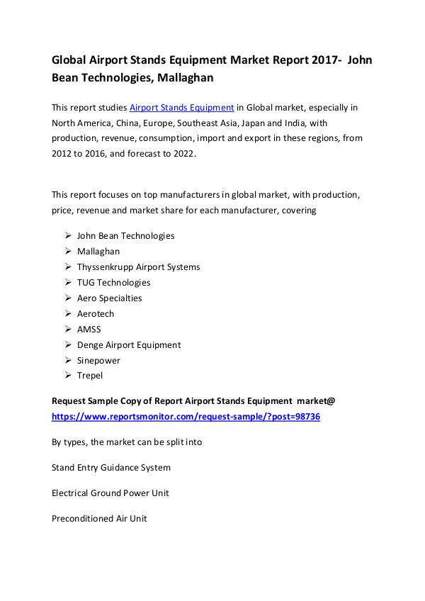 Global Airport Stands Equipment Market Report 2017