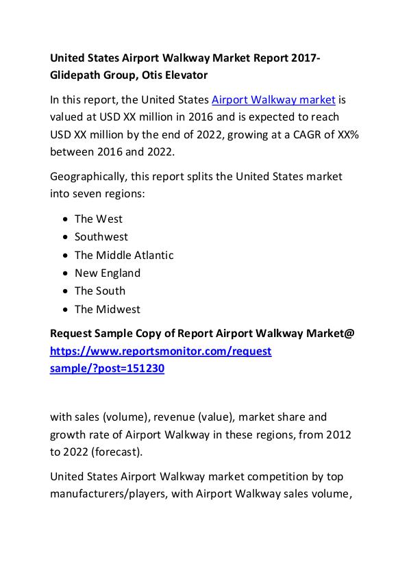 Market Research Reports United States Airport Walkway Market Report 2017