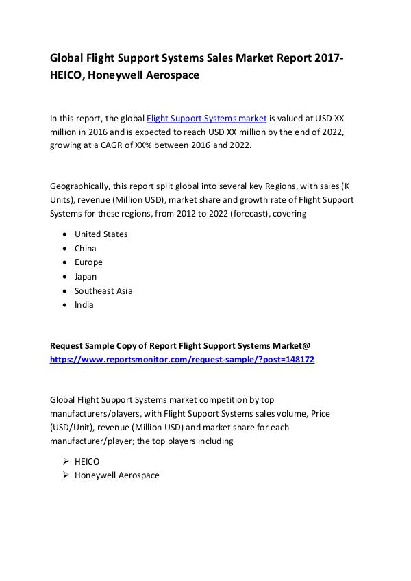 Market Research Reports Global Flight Support Systems Sales Market Report