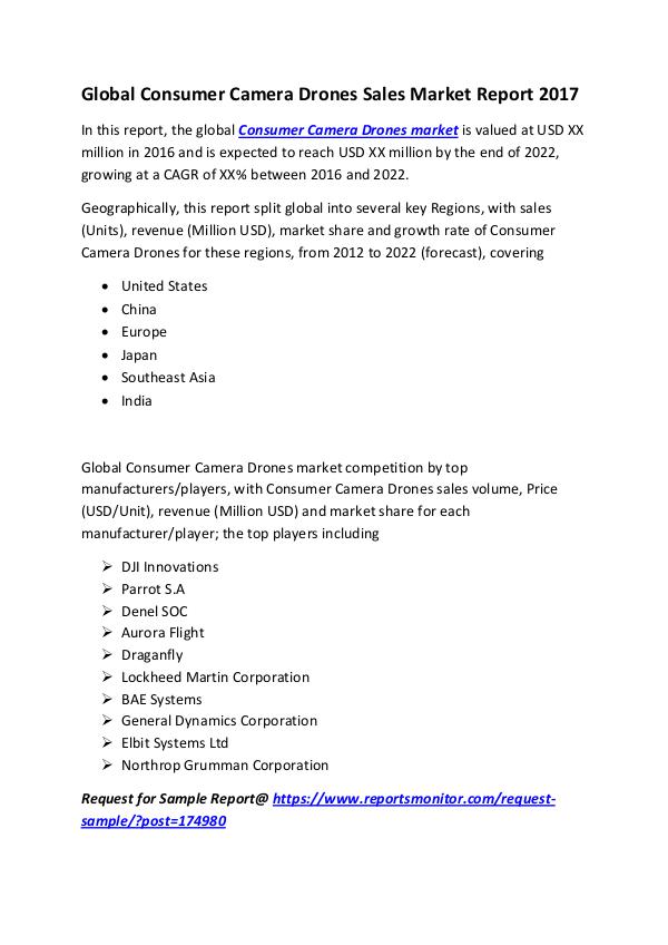 Market Research Reports Global Consumer Camera Drones Sales Market Report