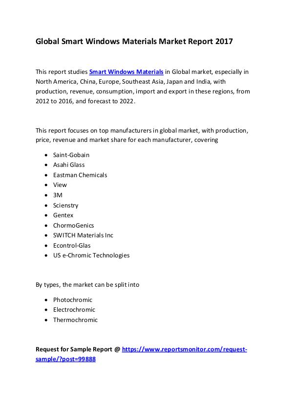 Market Research Reports Global Smart Windows Materials Market Report 2017