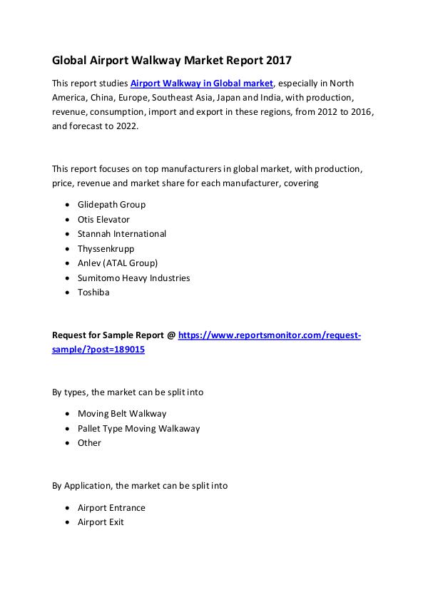 Market Research Reports Global Airport Walkway Market Report 2017