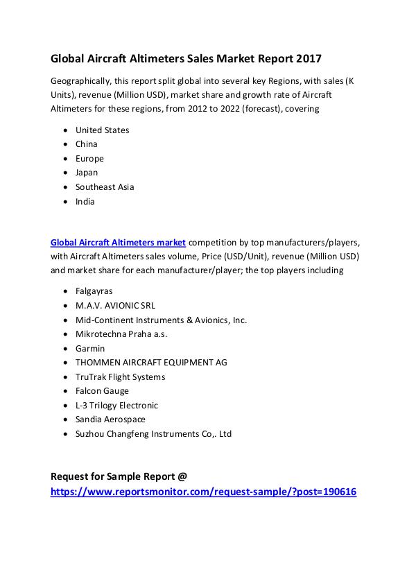 Global Aircraft Altimeters Sales Market Report 201