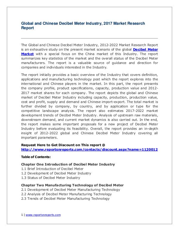 2017 Decibel Meter Industry Report 2017 Decibel Meter Industry Report