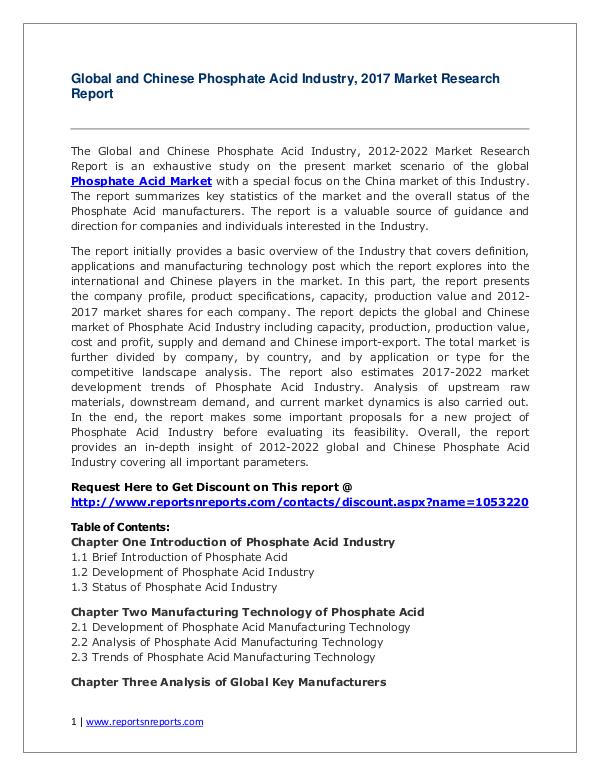Phosphate Acid Market 2012-2022 Analysis, Trends and Forecasts Global Phosphate Acid Industry Forecast